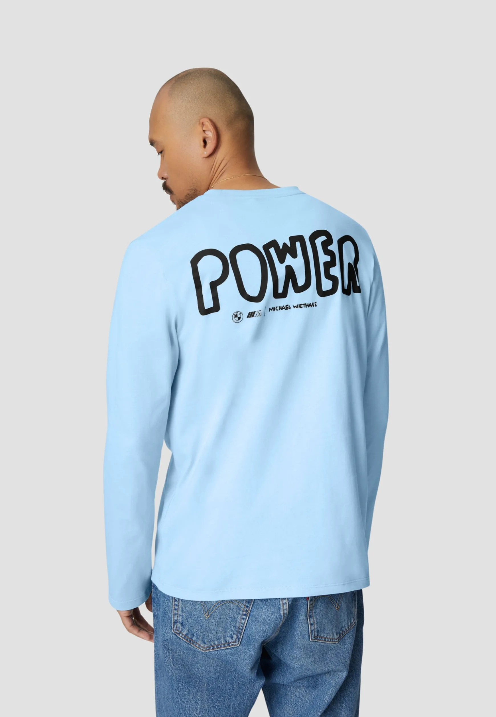 Hoodies<BMW Lifestyle BMW Power MW Long Sleeve T-shirt blue light